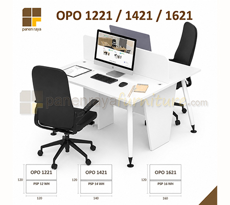 Panen Raya Furniture Workstation Staff 2 Seater Modera OPO 1221 / OPO 1421 / OPO 1621 White PSP 12 / 14 / 16