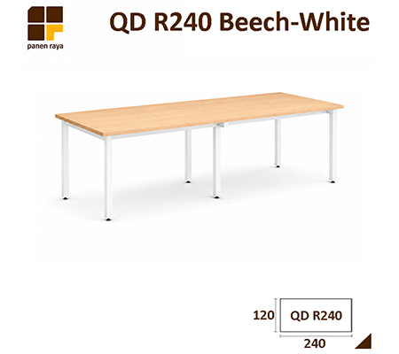 Panen Raya Furniture Meja Meeting Persegi Lunar QD R240 Kaki Besi White 240x120x75
