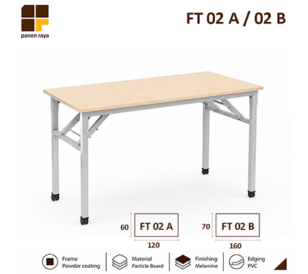 Panen Raya Furniture Meja Lipat Indachi FT 02 A / FT 02 B Melamine 120-160x60-70x75