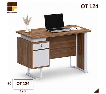 Panen Raya Furniture Meja Kantor Siantano OT 124 Romanian Walnut 120x60x75