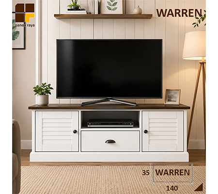 Panen Raya Meja TV Warren ProDesign White Country Oak 140x35x45