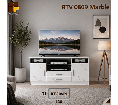 Panen Raya Meja TV Romaro RTV 0809 White Marble 120x40x71
